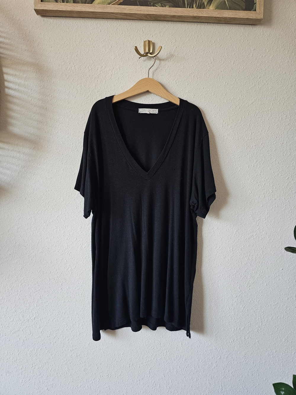 Joah Brown Black V-Neck Tunic Top